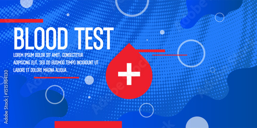 A beautiful medical poster for taking tests at the hospital. Donating blood for tests. Abstract background, design elements. Procedures for receiving analyzes and tests. A template for information.