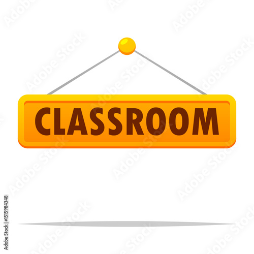 Classroom hanging sign vector isolated illustration