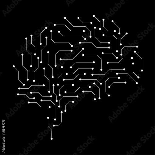 Technological neon brain. Circuit board. Abstract vector background 