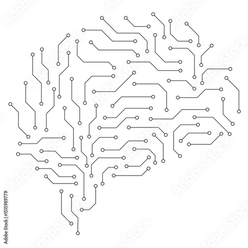 Technological neon brain. Circuit board. Abstract vector background 