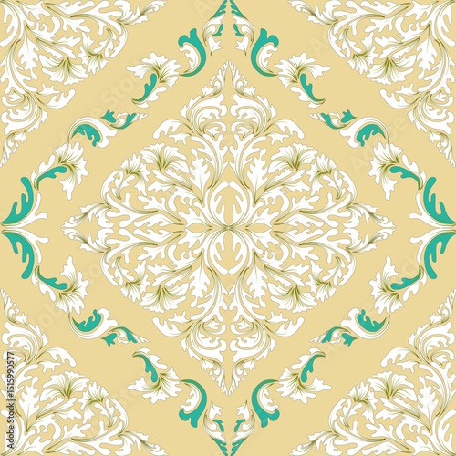 Neoclassical Damask  pattern  วินเทจ โรโกโก
