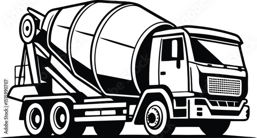 Cement Truck Silhouette Vector, shipping, auto, big