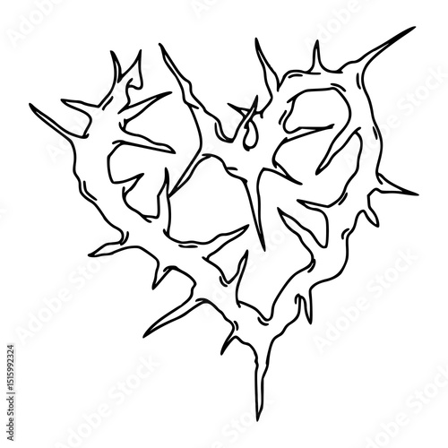 thorns heart outline vector
