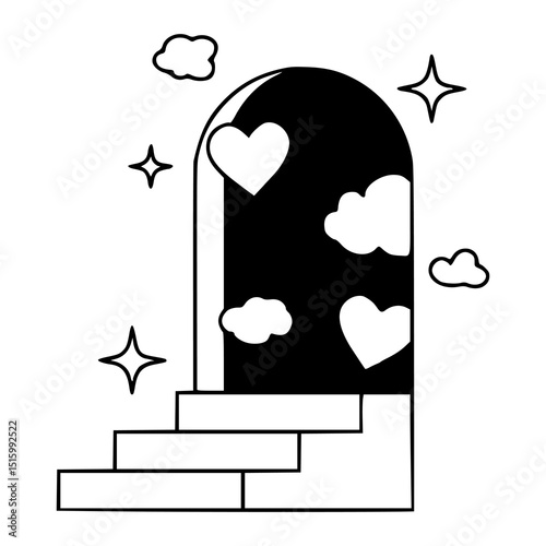magical doorway with stars and staircase