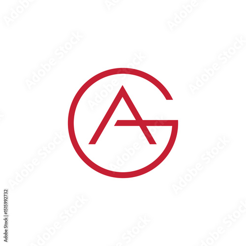 A minimalist and modern logo featuring the interconnected red lines forming the letters "A" and "G" within a red circular outline.