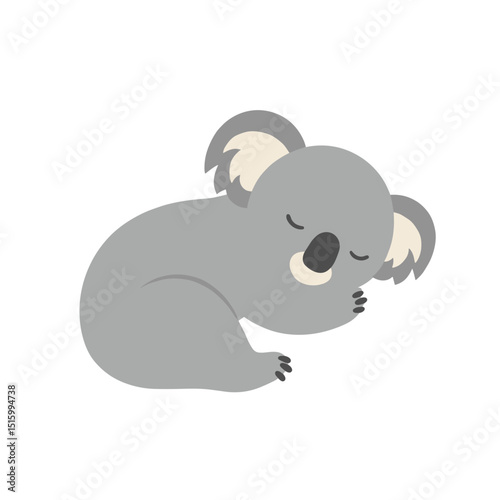 Sleeping koala rests peacefully in vector format, set against a clean white background