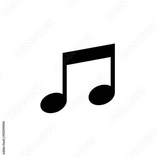Simple monochrome image of a musical eighth note isolated against a white background