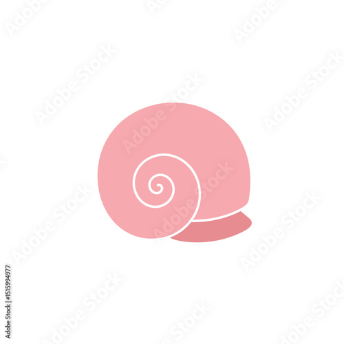 Close-up of a pink snail shell with a smooth surface against a white background