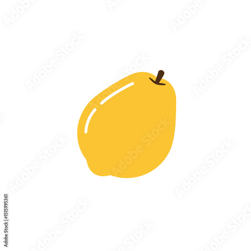 Vibrant yellow mango with a playful character, set against a minimalistic white background