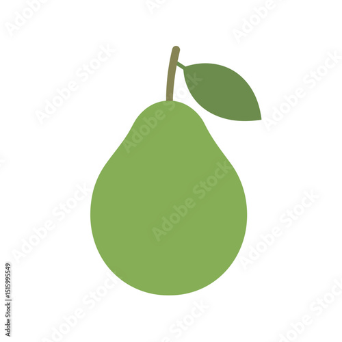 Fresh green pear with subtle shading, isolated on white background, ideal for culinary use