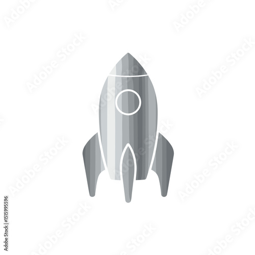 Minimalistic rocket design on a clean background, symbolizing innovation and exploration