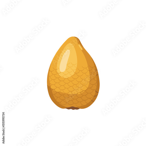 Cartoon illustration of a golden scaled creature egg on a white background