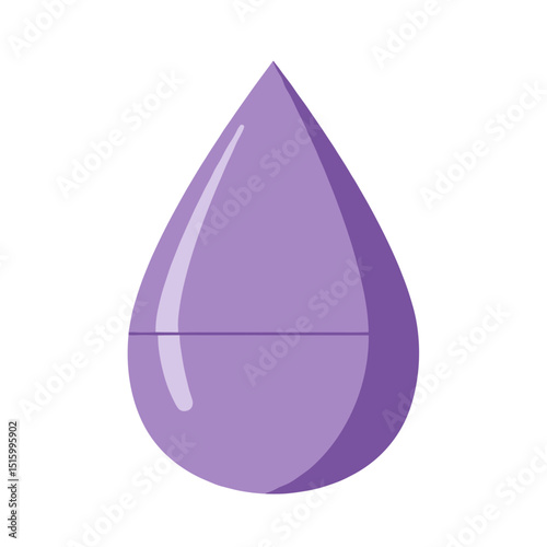 Abstract design featuring a stylized purple droplet against a white background