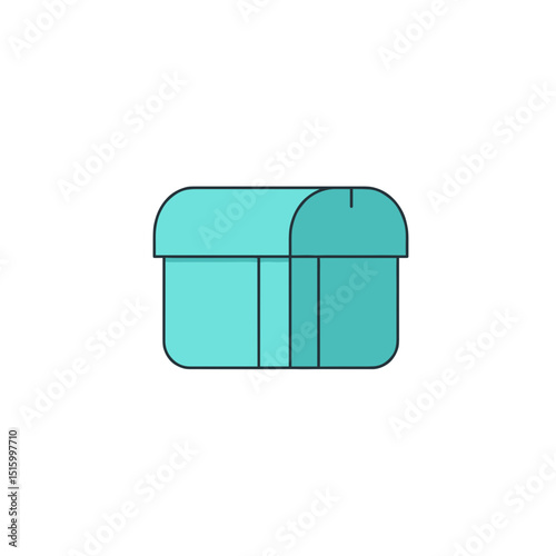Aqua chest outline illustration on a white background, graphic design, treasure, simple