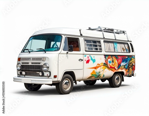 Vintage Camper Van with Colorful Abstract Art Design Perfect for Travel and Adventure