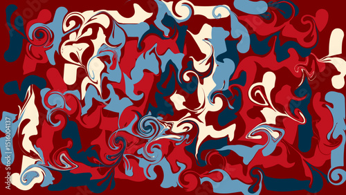 Abstract liquid background sticky texture red white blue black isolated