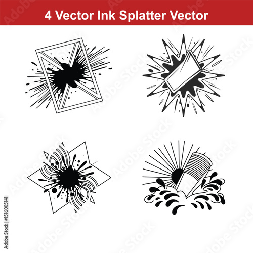 Set of spray paint design elements. Black and white isolated vector image of grunge.