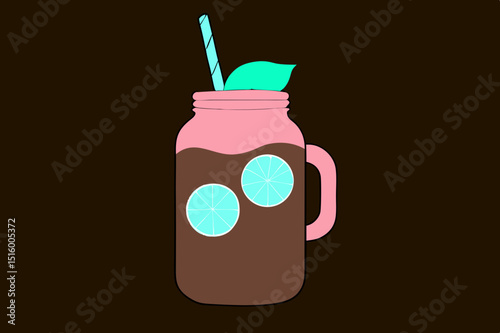 illustration of a bottle with a glass of water