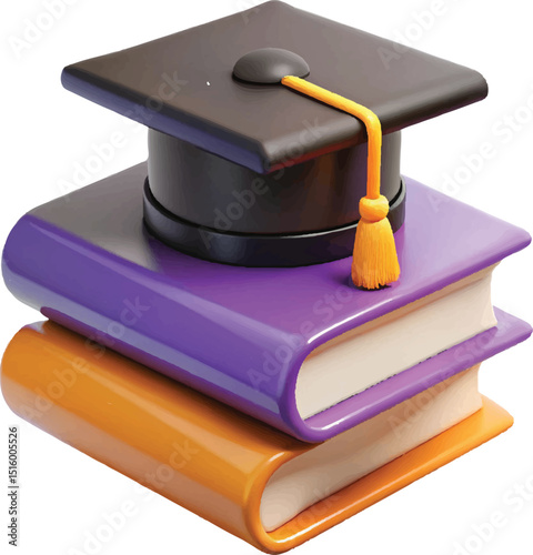 Graduation cap on stack of books education concept