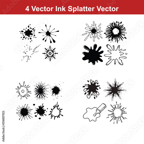 Set of spray paint design elements. Black and white isolated vector image of grunge.
