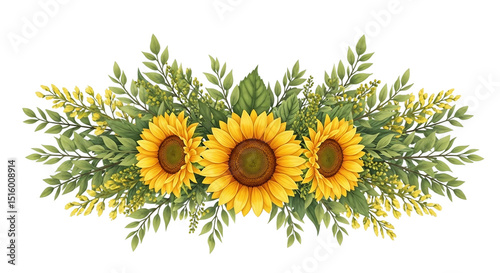 Watercolor Sunflowers and Greenery Garland