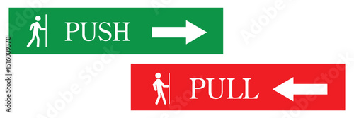Set of pull or push door signs. Vector push and pull icon sticker design concept. Vector Illustration . EPS 10 . 