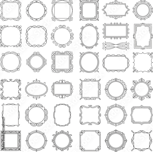 frame set. border design, photo frame, decorative outline, graphic element. editable vector illustration