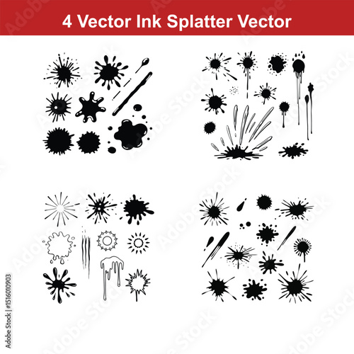 Set of spray paint design elements. Black and white isolated vector image of grunge.
