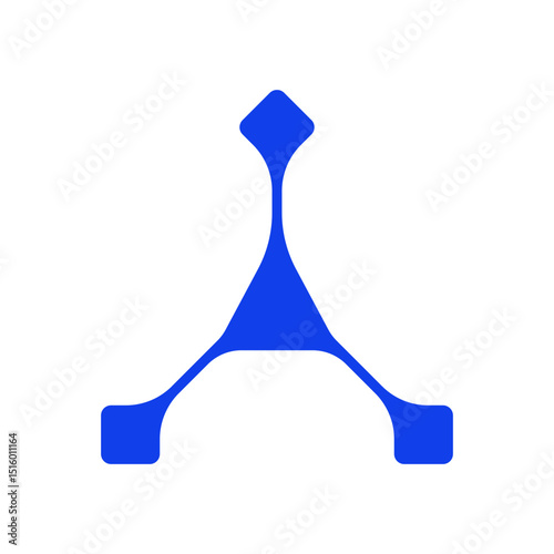 A modern and abstract logo featuring a central blue triangular shape with rounded extensions at each vertex, creating a stylized, organic, or interconnected feel