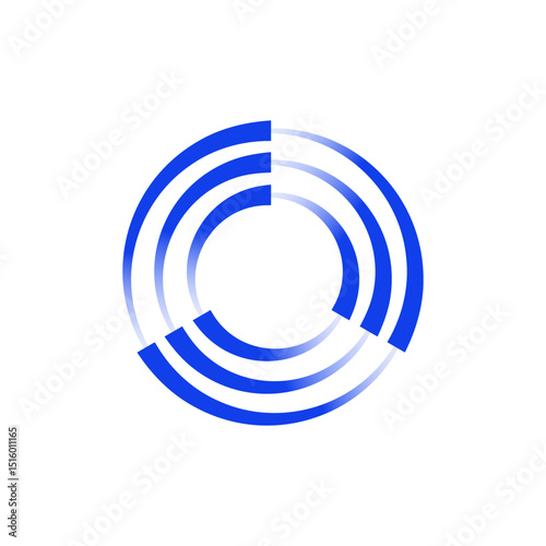  A modern and abstract logo featuring three concentric blue circular arcs, each broken into segments suggesting rotation, data flow, or a dynamic process.