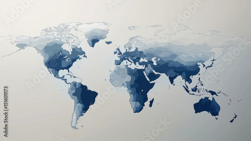 Flat design style world map highlighting regions