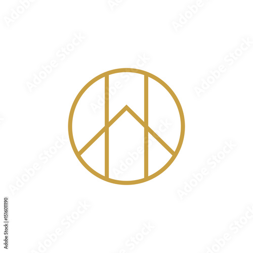A minimalist and elegant logo featuring thin gold lines forming a stylized 