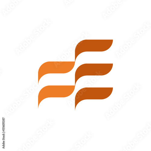A modern and abstract logo featuring six stylized, curved shapes in shades of orange, arranged in two horizontal rows of three, suggesting data organization, connection