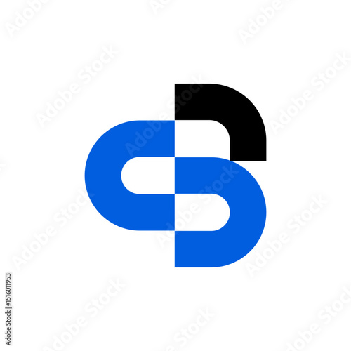  A modern and abstract logo featuring two contrasting shapes in blue and black, seemingly interlocking or interacting. The blue shape resembles a stylized 