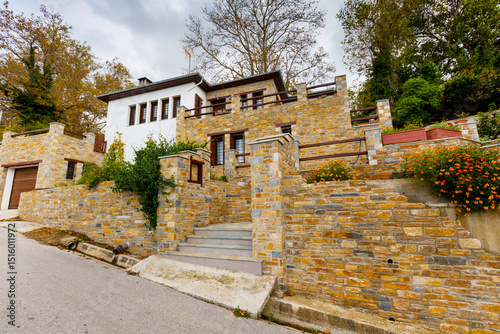 Fototapeta Naklejka Na Ścianę i Meble -  Street view at Portaria village of Pelion, Greece