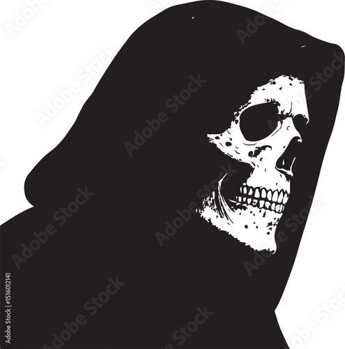 Grim Reaper Skull Vector Illustration | Dark Horror Artwork