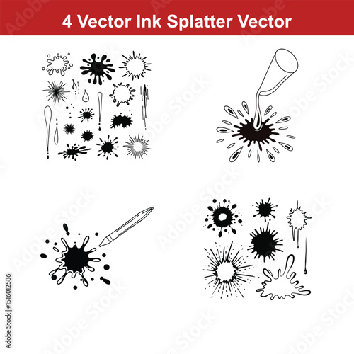 Set of spray paint design elements. Black and white isolated vector image of grunge.