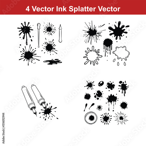 Set of spray paint design elements. Black and white isolated vector image of grunge.