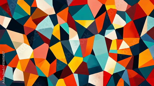 Abstract mosaic patterns with bold geometric shapes in rich colors