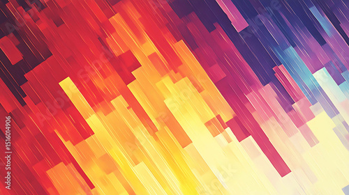 Abstract pixelated gradient art blending from warm to cool tones