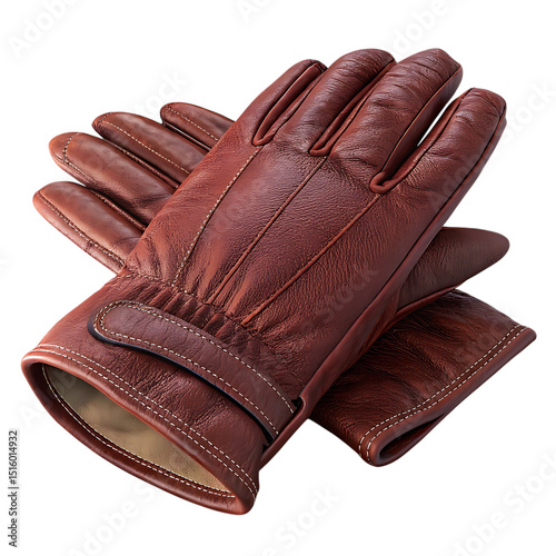 Luxurious pair of brown leather gloves displayed on a black background for fashion and style concepts.