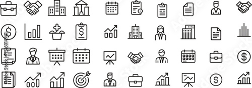business line icons set. office, management, finance, corporate. editable vector illustration