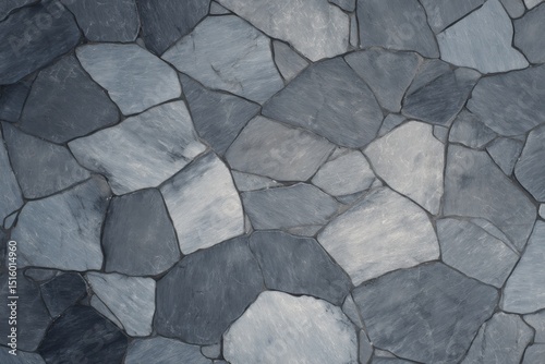 Natural Stone Floor Texture with Irregular Earthy Slate Tiles Pattern photo