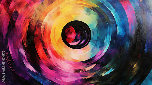  Abstract rainbow-colored circular patterns creating a dynamic flow