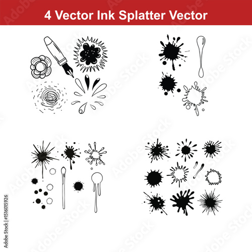 Set of spray paint design elements. Black and white isolated vector image of grunge.