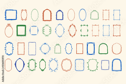 Hand Drawn Ink Frames Collection Decorative and Artistic Borders for Creative Designs