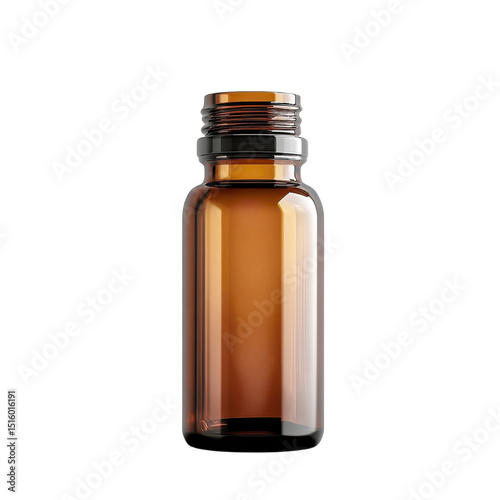 Amber Glass Bottle Mockup Essential Oil Medicine or Extract Container Product Packaging on transparent background