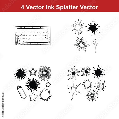 Set of spray paint design elements. Black and white isolated vector image of grunge.