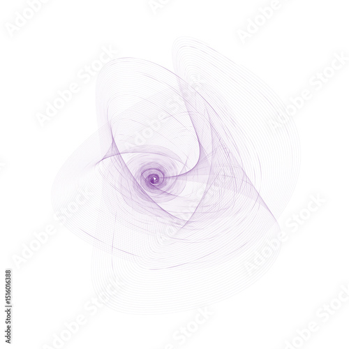 Intricate spiral pattern, airy purple mesh, elegant abstract composition, smooth flowing lines, creative decor