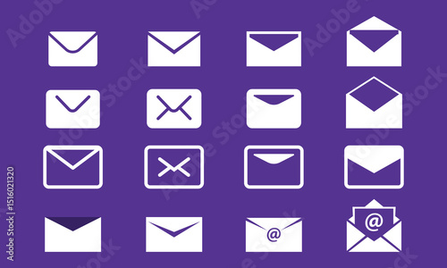 Email or mail message logo icon set. isolated vector